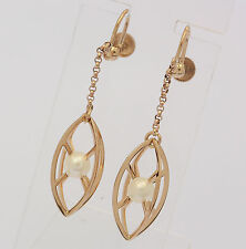 Ohrringe in aus 585er 14 kt Gelb Gold mit Perle Zuchtperle Ohrhänger Ohrstecker