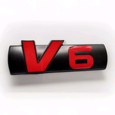 V6 Emblem Aufkleber 3D Auto Logo Badge Metall Rot Schwarz Sticker universal