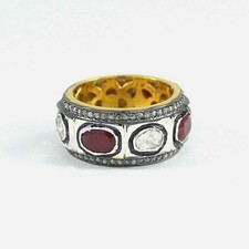 Ruby polki diamant ring 925 - ruby, &polki