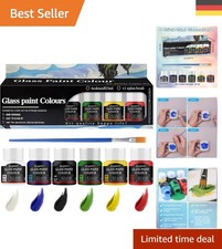 6 Stück 25ml UV-beständige Acryl Glasmalfarbe für Keramik und Glas, strahlend