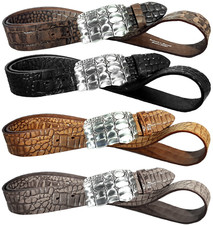 Ledergürtel + Buckle Kroko