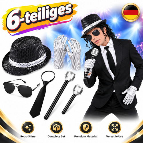 Teilig rockstar kostüm - 6-teilig,