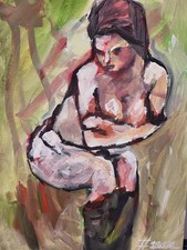 Ölbild Frau Bunt Farbe