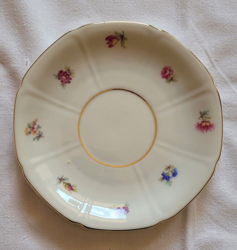Untertasse goldrand blumen - goldrand,