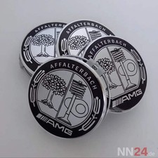 4x Mercedes-Benz AMG Nabendeckel Affalterbach 75mm Felgendeckel Schwarz Black