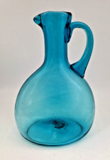 ? Vintage BAR: wasserblauer GLASKRUG / Karaffe, H ~25cm - Skandinavisch 1970er