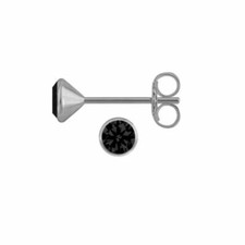 Ohrstecker Ohrringe schwarz 1 Paar 925 Silber 4,5mm Zirkonia Unisex Damen Herren