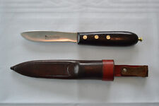 altes Jagt-/ Fahrtenmesser/ Drop-Point-Klinge m. Ledertasche, von C.JUL.HERBERTZ