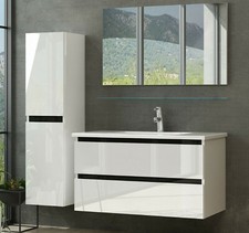 90 Badmöbel Set Komplett 90cm Hochglanz Badezimmermöbel 5 Teilig Bad 90 cm Bad T