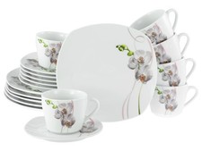 CreaTable 24024 Square Orchidee 18-tlg Geschirrset Kaffeeservice 6 Personen