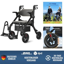 Rollator Klappbar Aluminium leicht Faltbar 2-in-1 mit Sitz für Senioren outdoor