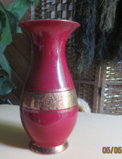Johann Seltmann Vohenstrauß Vase 50er Jahre dunkelrot rotbraun gold 24 cm