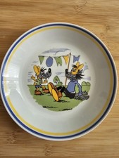 Vintage Sammler Porzellan Teller Wolf und Hase Nu Pogodi Colditz Inglasur DDR 