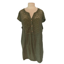 💙 Damen Leinen Kleid Tunika