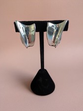 ✨ Vintage Clip-Ohrringe – Silber Glänzend, Geometrische Form (70er–90er)