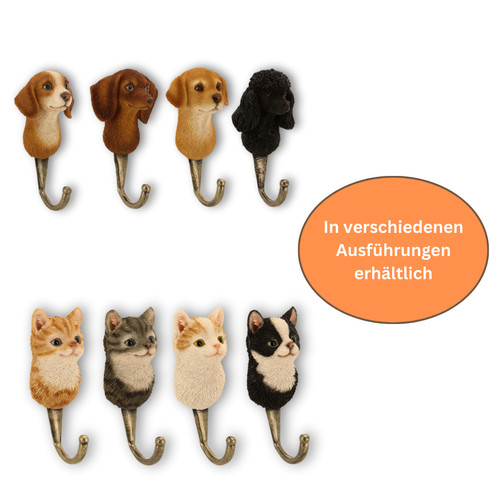 Wandhaken tierkopf 4er set - wandhaken,