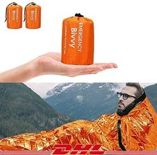 2 Stück Schlafsack Survival Biwak Sack Rettungsdecken Notfalldecke UltraleichtDE