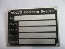 Typenschild volvo schild - typenschild,