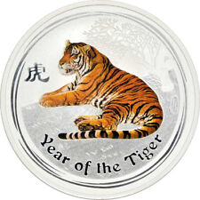 1 OZ Silber Australien Lunar II Tiger 2010 farbe color in Kapsel