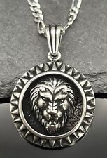 Löwenkopf Anhänger + Figaro Kette 925 Sterling Silber Herren Männer Schmuck Löwe