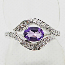 Oval Amethyst Cubic Zirkonia Ring 925 Silber 585 Weißgold vergoldet 18,1 mm 57