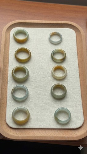 Yellow burmese jade rings - yellow,