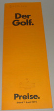 Prospekt Preisliste VW Golf 1 I Typ 17 L / 50 PS / S 70 PS Extras Preise 07/1975