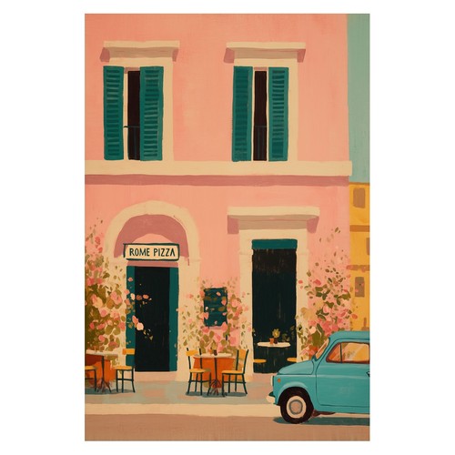 Rosa italienische villa retro - rosa,