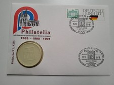 1 x Medaillenbrief, Porzellan-Medaille,  Meißen, Wiedervereinigung, Briefmarken