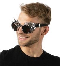 Steampunk Brille Silber Spikes
