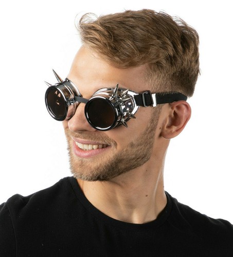 Steampunk brille silber spikes - silber,