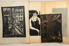 N86T47- Holzschnitt 5 Blätter signiert B.Egli dat. 1949-52 ua Verschneite Straße