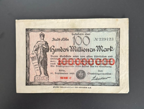 Notgeld köln 100 - notgeld, millionen
