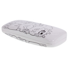 Brillenetui Hartschale Kinderetui Tiere im Zoo zum Ausmalen Stiftebox Etui weiß