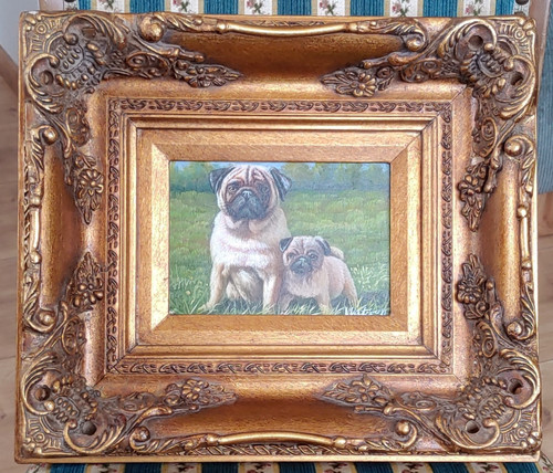 Unikat feines ölgemälde pug - feines,