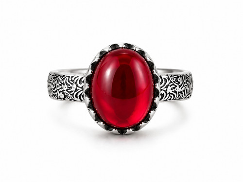 Silberner ring roter stein - roter,