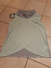 T-Shirt ärmellos Damen, weiter Rolli, Lagenoptik, mint/grau,  L, Laura Torelli