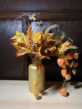 herbstlich Blumenstrauß Bouquet Herbst Kunstblumen Glasvase Dekoration Deko