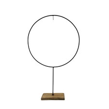 Blumenring Ring Schwarz Metall Holzfuß Hochzeitsdeko Skandi 35cm Skandinavisch