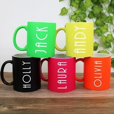 PERSONALISIERTE Neon Kaffeebecher Tasse Art Deco Design - leuchtend fluoreszierend - beliebiger Name