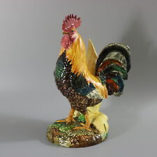 Delphin Massier Majolika Hahn / Rooster Vase
