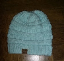 C. C. Pferdeschwanz Damen Mädchen Strick Mütze Acryl, mint grün