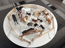 Schleich - Pferde, Fohlen, Reiter, Zaun ; Spielfiguren SET A