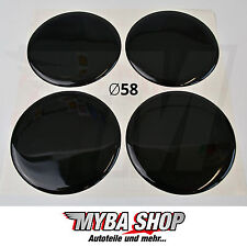 4x SILIKON AUFKLEBER mit ∅= 58mm FÜR NABEN KAPPEN / EMBLEME STICKER IN SCHWARZ%
