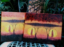 Bilder...Keilrahmen...Servietten und Acrylfarbe..." Afrika " ..Selbstgemacht