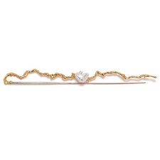 Stabbrosche aus 750er Gold mit einem Diamant, einer Keshi Perle Gewicht 17,04g