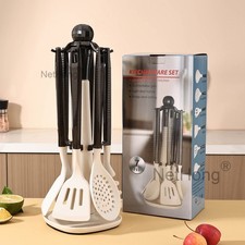 7 Teiligs Silikon Küchenhelfer Set, Küchenutensilien Set, Kochbesteck Halterung