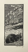 Carl Rang Holzschnitt Katze