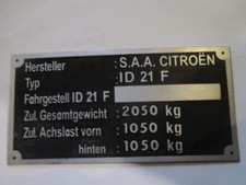 Typenschild Citroen Schild