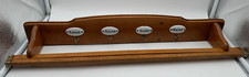 Vintage Handtuchregal Handtuchhalter Holz 4 Haken + Stange Keramikschilder 62cm